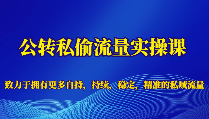 公转私偷流量实操课，致力于拥有更多自持，持续，稳定，精准的私域流量